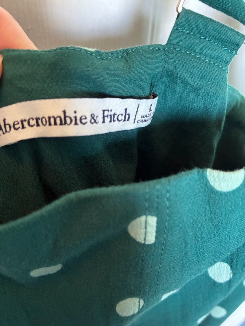 Abercrombie and Fitch green polka dot midi dress size L - Picture 3 of 6